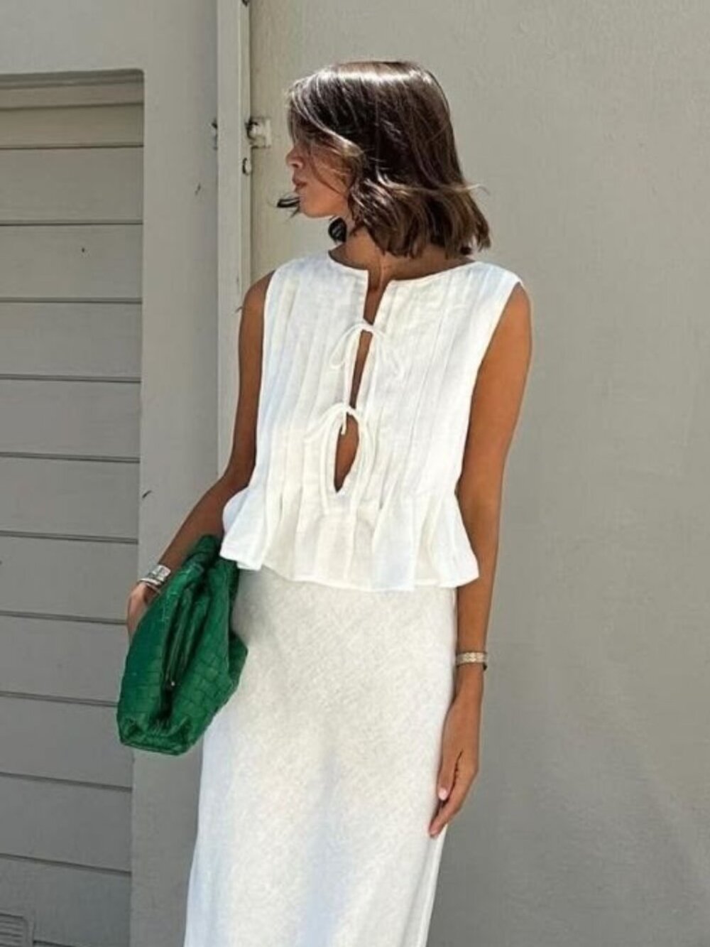 VRG GRL Valeria Linen Top - White - Size US 4 / AU 8 (Small)